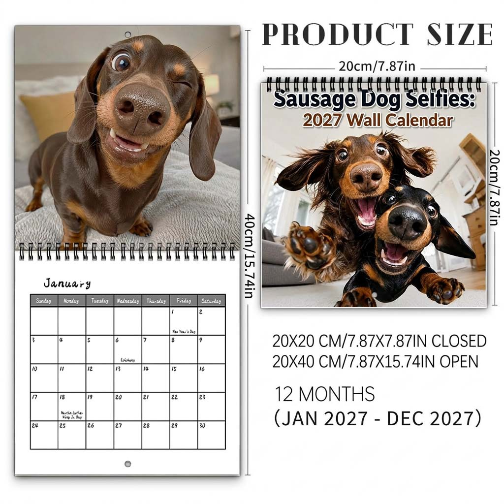 Sausage Dog Selfies 2027 Wall Calendar 🐶📸