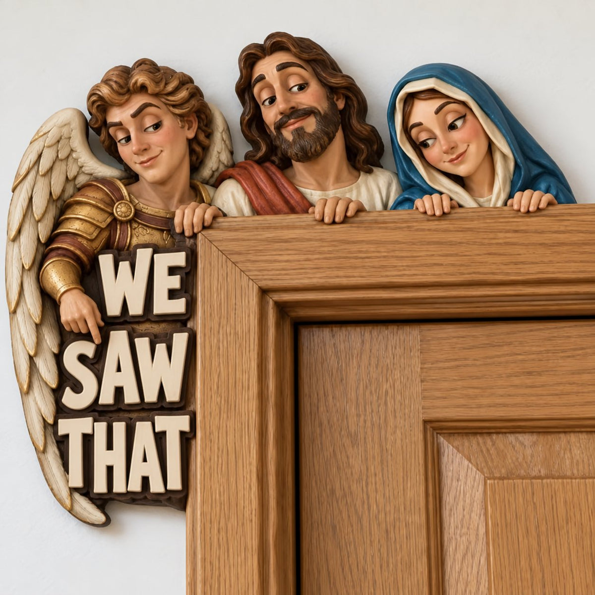 🙏 “We Saw That” 3D Hand-Painted Solid Wood Door Topper 👀