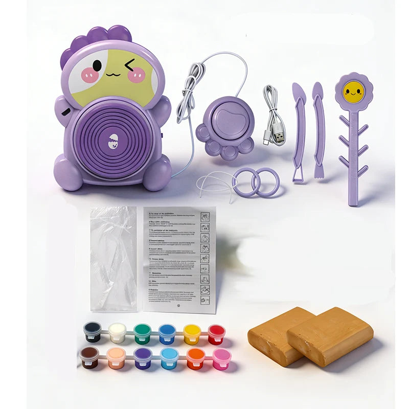 🎁2026 New Arrivals 50% OFF💥 Kids Electric Pottery Wheel DIY Studio Craft Kit – Hands-Free Foot Pedal Speed Control, Ultra-Smooth Non-Toxic Air-Dry Clay, 12 Vibrant Washable Paints & Mess-Free Splash Guard Tray – 2 Colors 🏺
