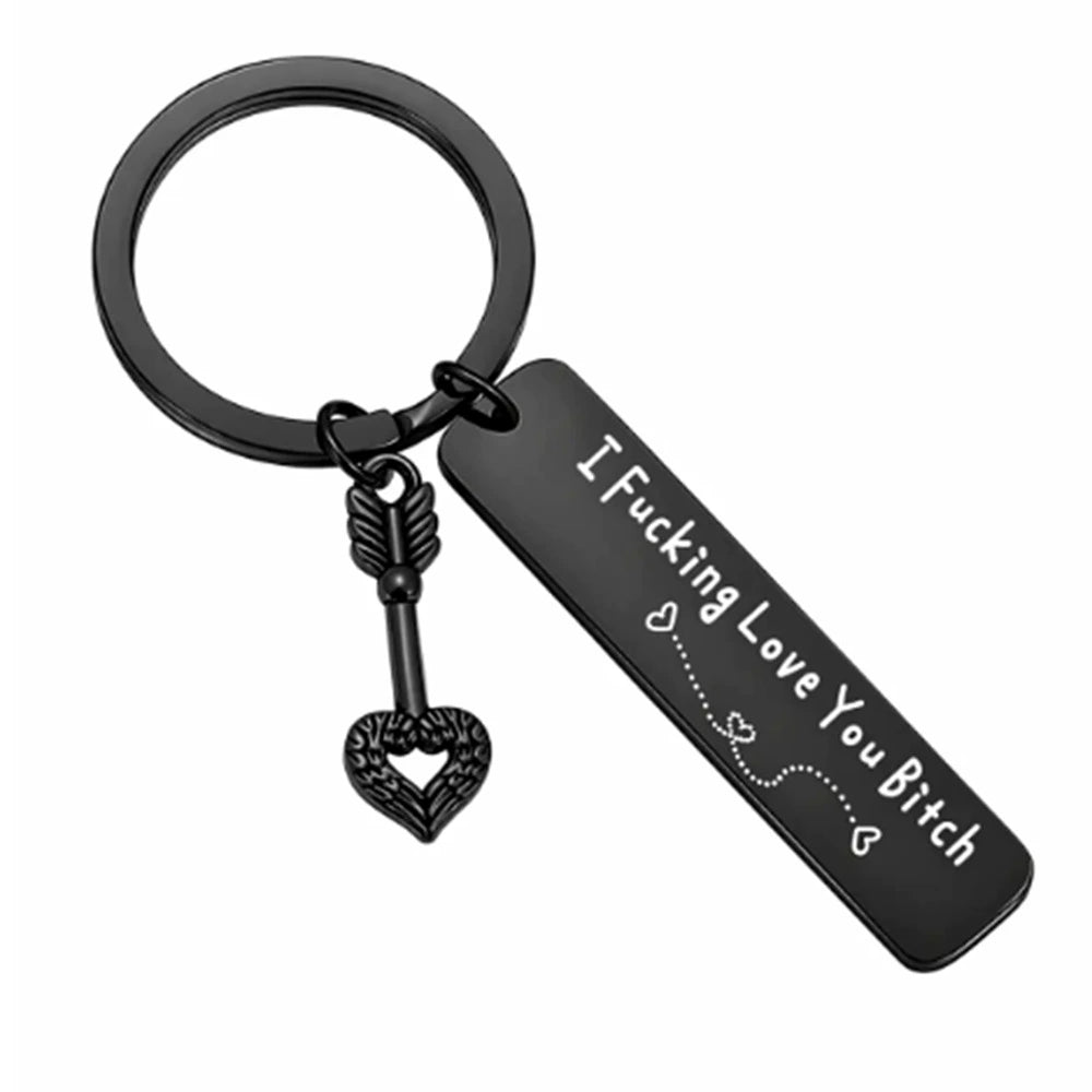 💕 Best Friend Stainless Steel Keychain " I Fxxking Love You Bxxch "