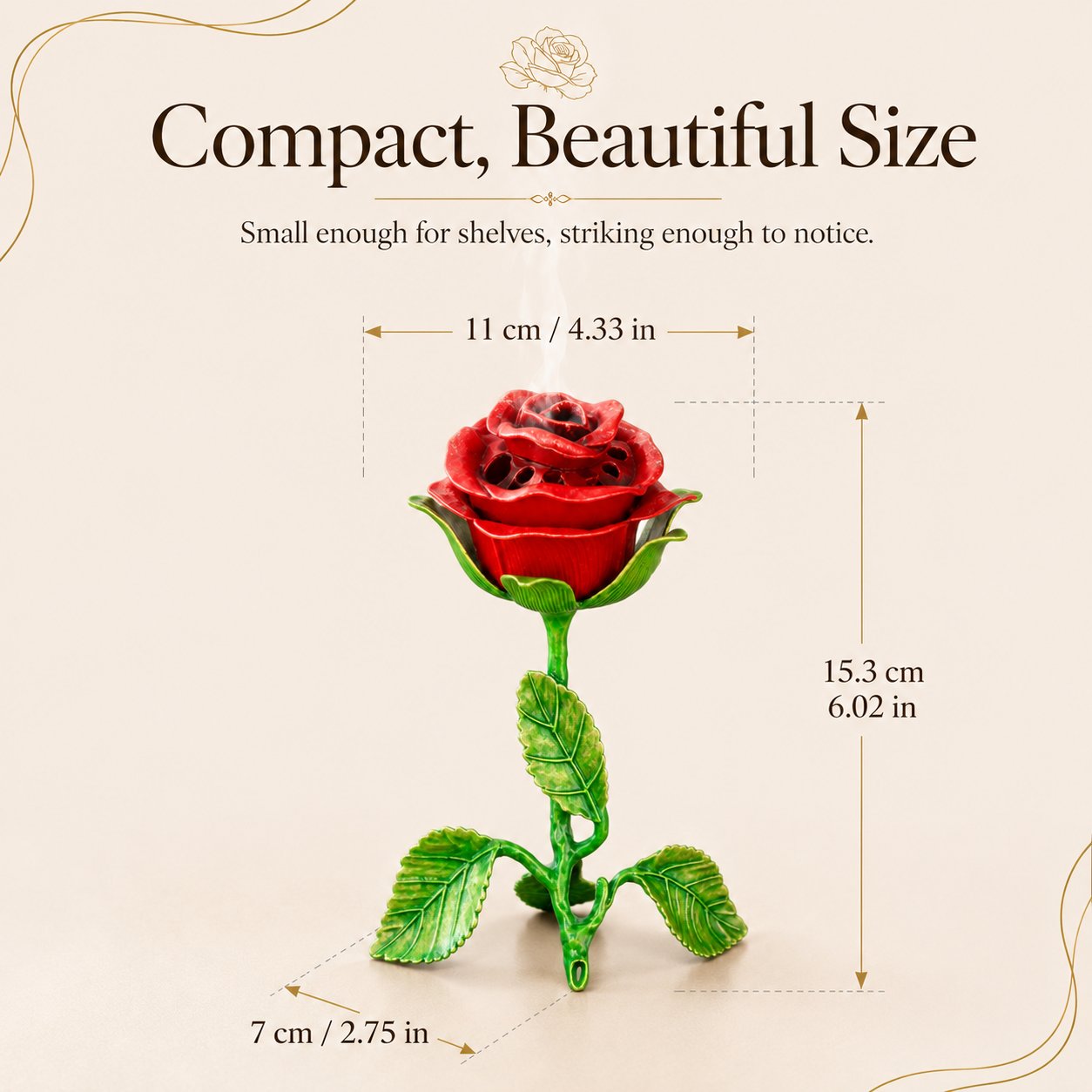 š¹Vintage Rose Incense Burner