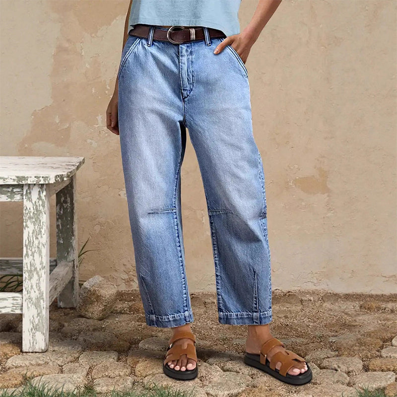 🎁2026 New Arrivals 48% OFF💥Women's High Waisted Cropped Barrel Jeans