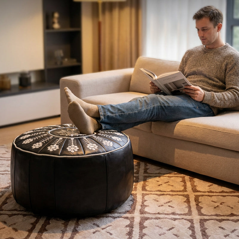 High-end luxury-quality leather Versatile Round Storage Seat