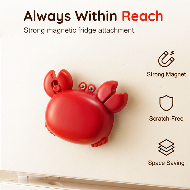 🦀 Multifunctional Magnetic Crab-Shaped Bottle Opener – Strong magnet & rust-proof – Catches caps, great for fridge or bar