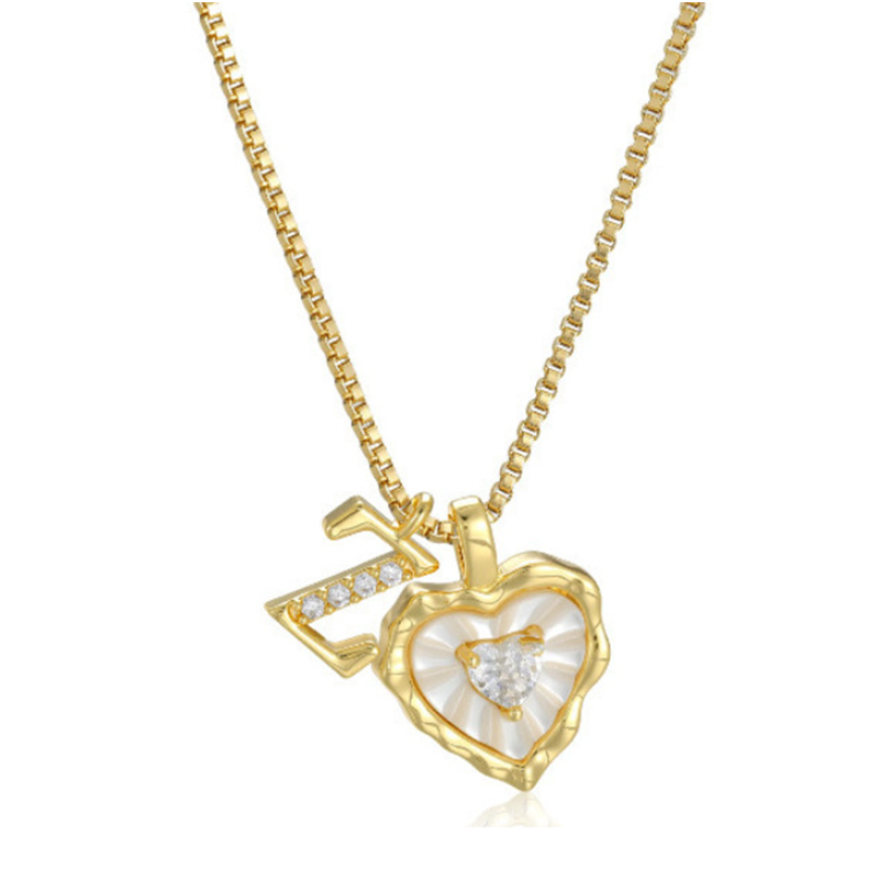 💎💥 Heart Shaped Letters Micro Pave Chain Necklace – Initial Pendant, Titanium Steel, Adjustable ✨