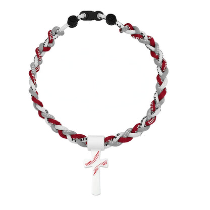 ✝️⚾Triple-Rope Tornado Baseball Necklace – Cross Charm Pendant with "I CAN DO ALL THINGS PHL4:13"
