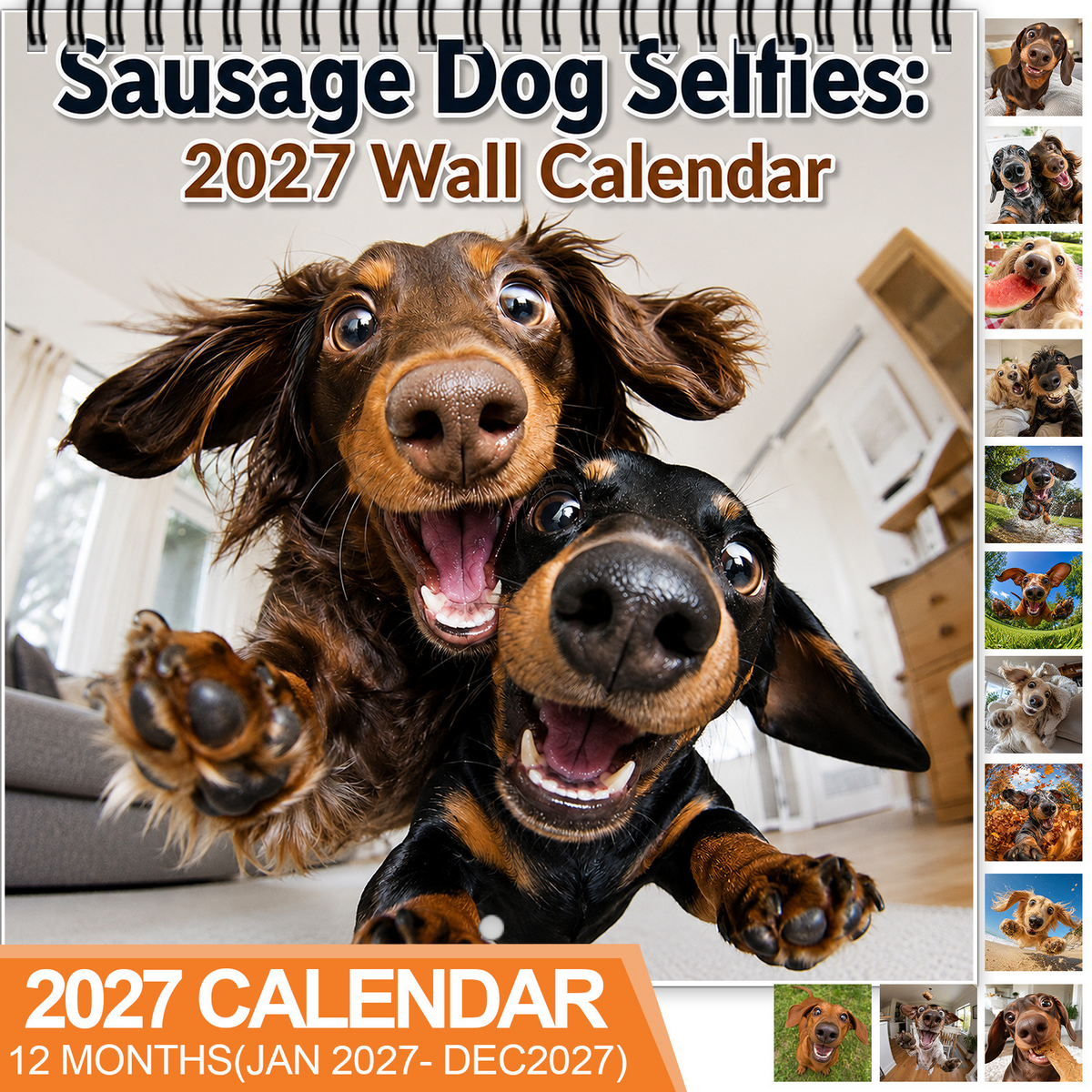 Sausage Dog Selfies 2027 Wall Calendar 🐶📸