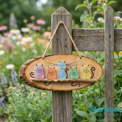 😻 Super Cute Sea Glass Cat Wall Hanging 💕✨🐾