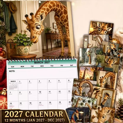 🦒 2027 Funny Giraffe Wall Calendar