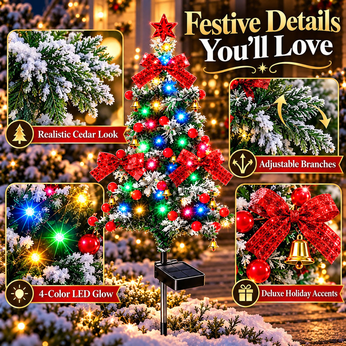 51% OFF 🔥 Solar Cedar Christmas Tree Lights | Festive Outdoor Holiday Decor