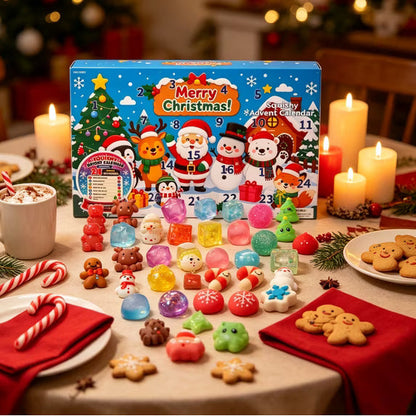 🔥24Pcs Squishy Fidget Toy Advent Calendar, Christmas Countdown Surprise Variety Squeeze Toy Pack, Kids Christmas Stocking Stuffer