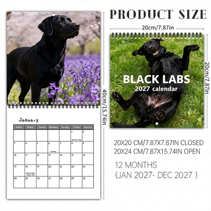 🐾 Black Labs 2027 Wall Calendar — 12 Months of Loyal Looks & Happy Tails