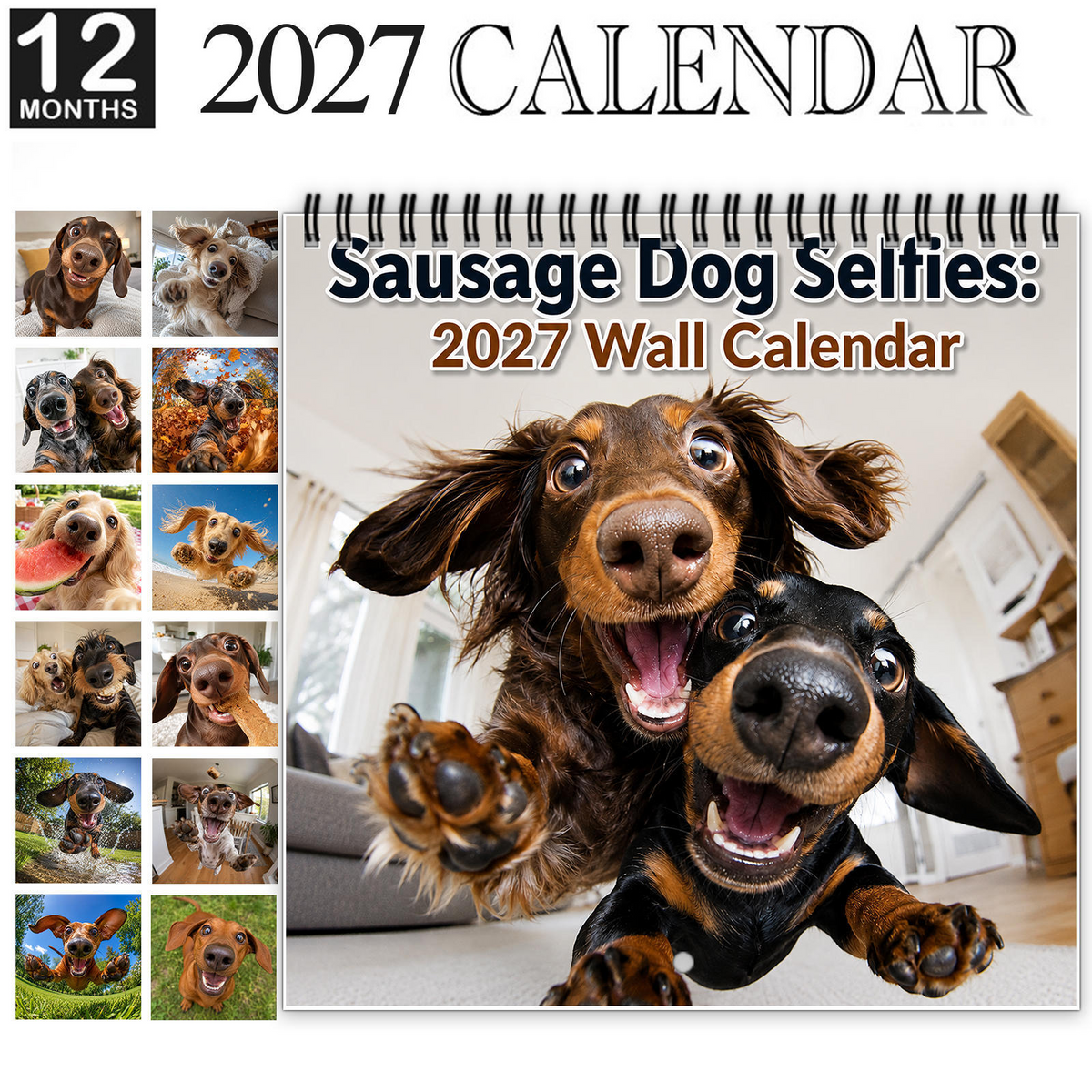 Sausage Dog Selfies 2027 Wall Calendar 🐶📸