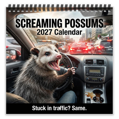 🐾Screaming Possums 2027 Wall Calendar – 12-Month Funny Relatable Calendar, Chaotic Life Humor Hanging Planner for Office, Home & Gag Gift