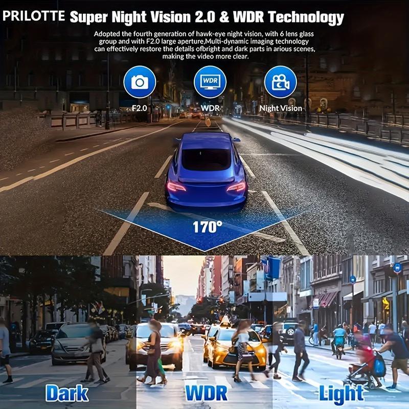 Dailyardtool® HD 1080P Dashcam with Three Lenses, Loop Recording and 3.5-inch IPS Screen