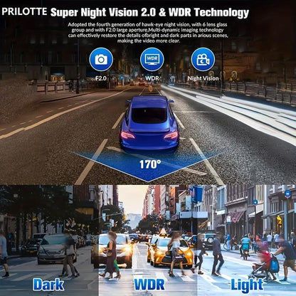 Dailyardtool® HD 1080P Dashcam with Three Lenses, Loop Recording and 3.5-inch IPS Screen