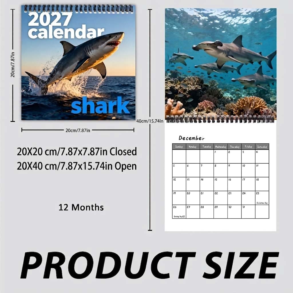 🦈2027 Sharks Wall Calendar – 12 Months of Incredible Sharks & Ocean Adventures