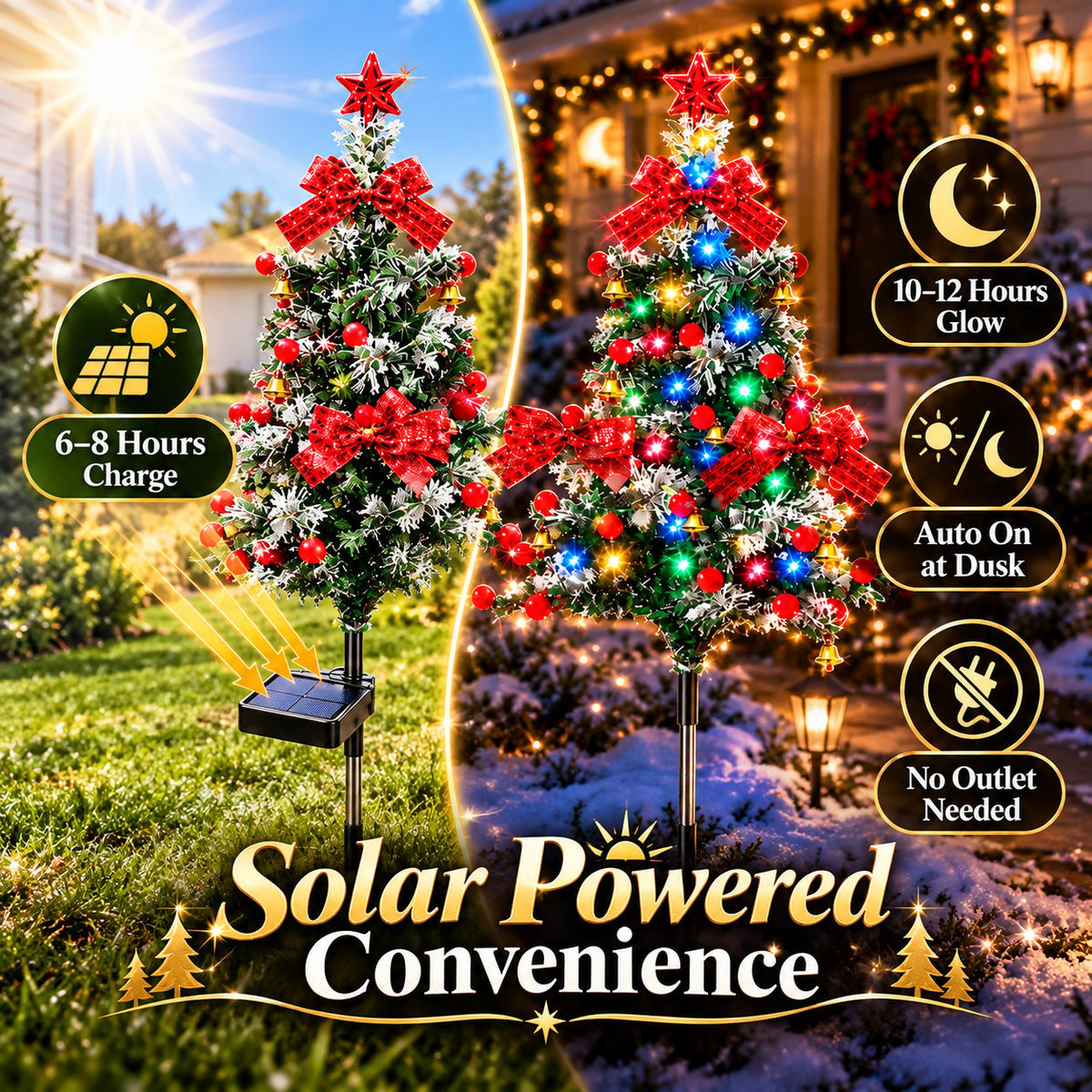 51% OFF 🔥 Solar Cedar Christmas Tree Lights | Festive Outdoor Holiday Decor