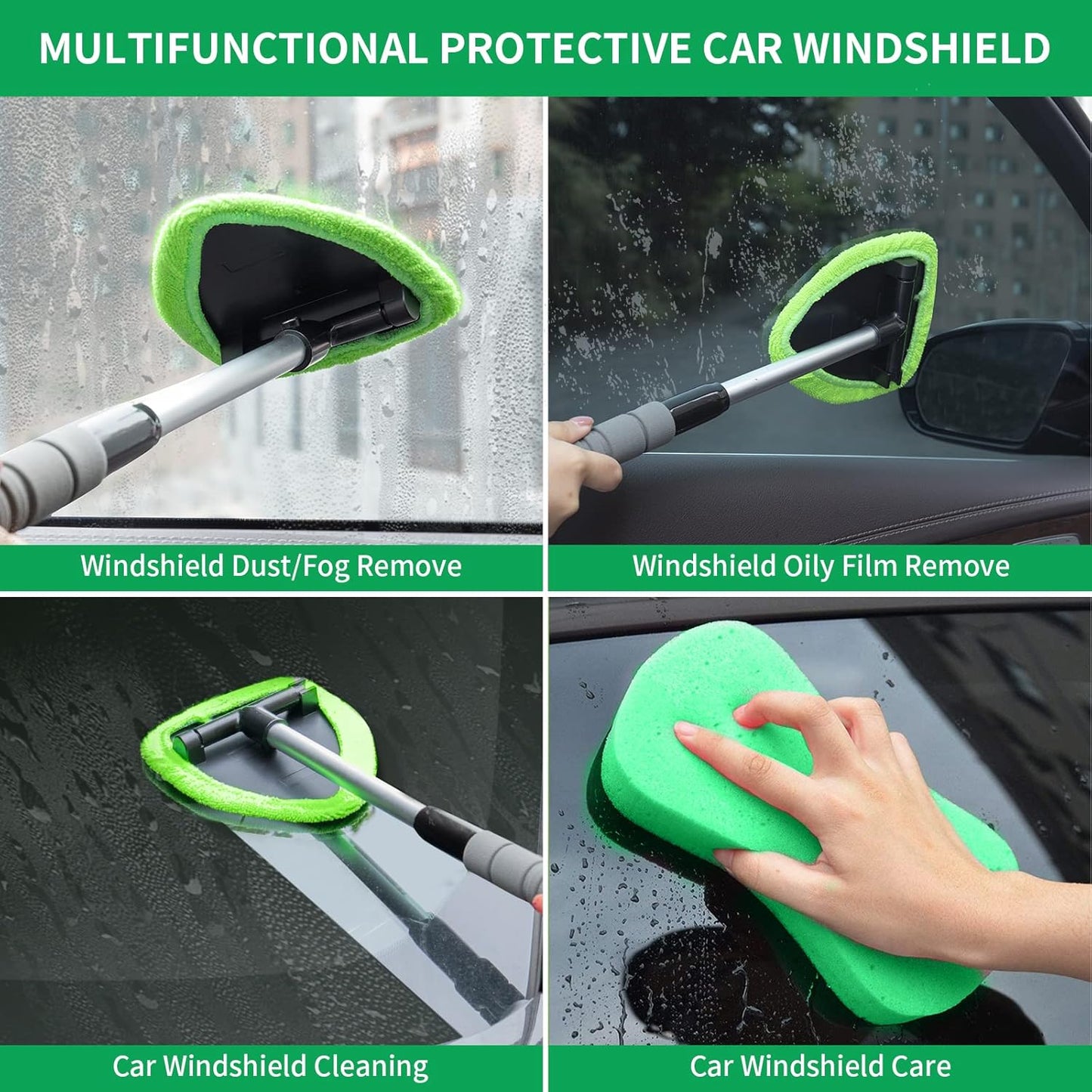 🔥Windshield Cleaning Tool——With 4 Free Microfiber Pads and 1 Fog-Proof Agent
