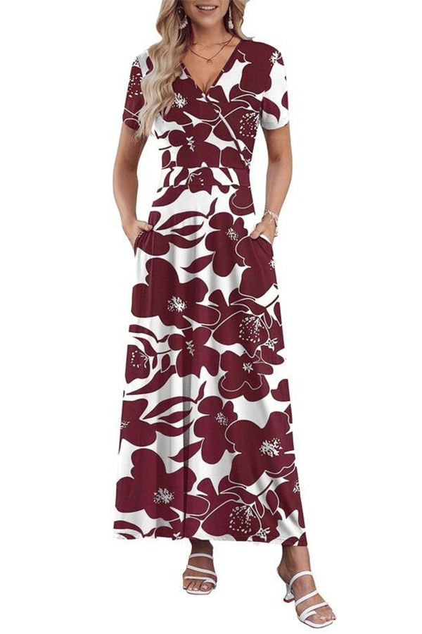 👗 V-Neck Maxi Dress — Elegant, Waist-Defining, Comfortable, and Casual Summer Long Dress