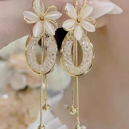 ✨🌸Elegant Flower Tassel Dangle Earrings