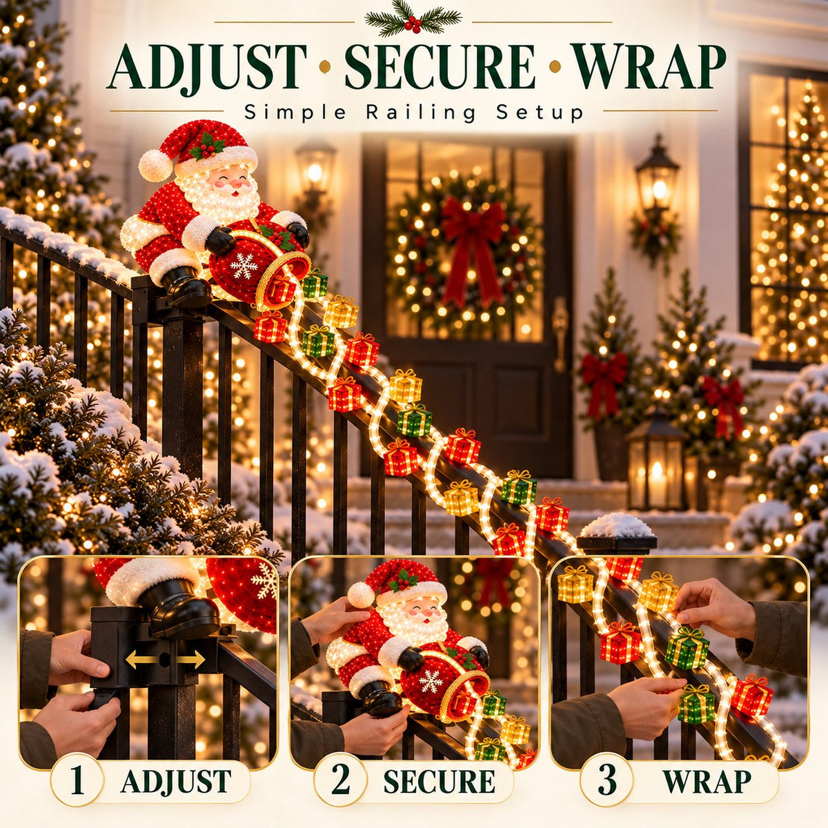 🔥Buy 2 Get 5% OFF🔥🎅 Santa Magic Gift Cascade Railing Light