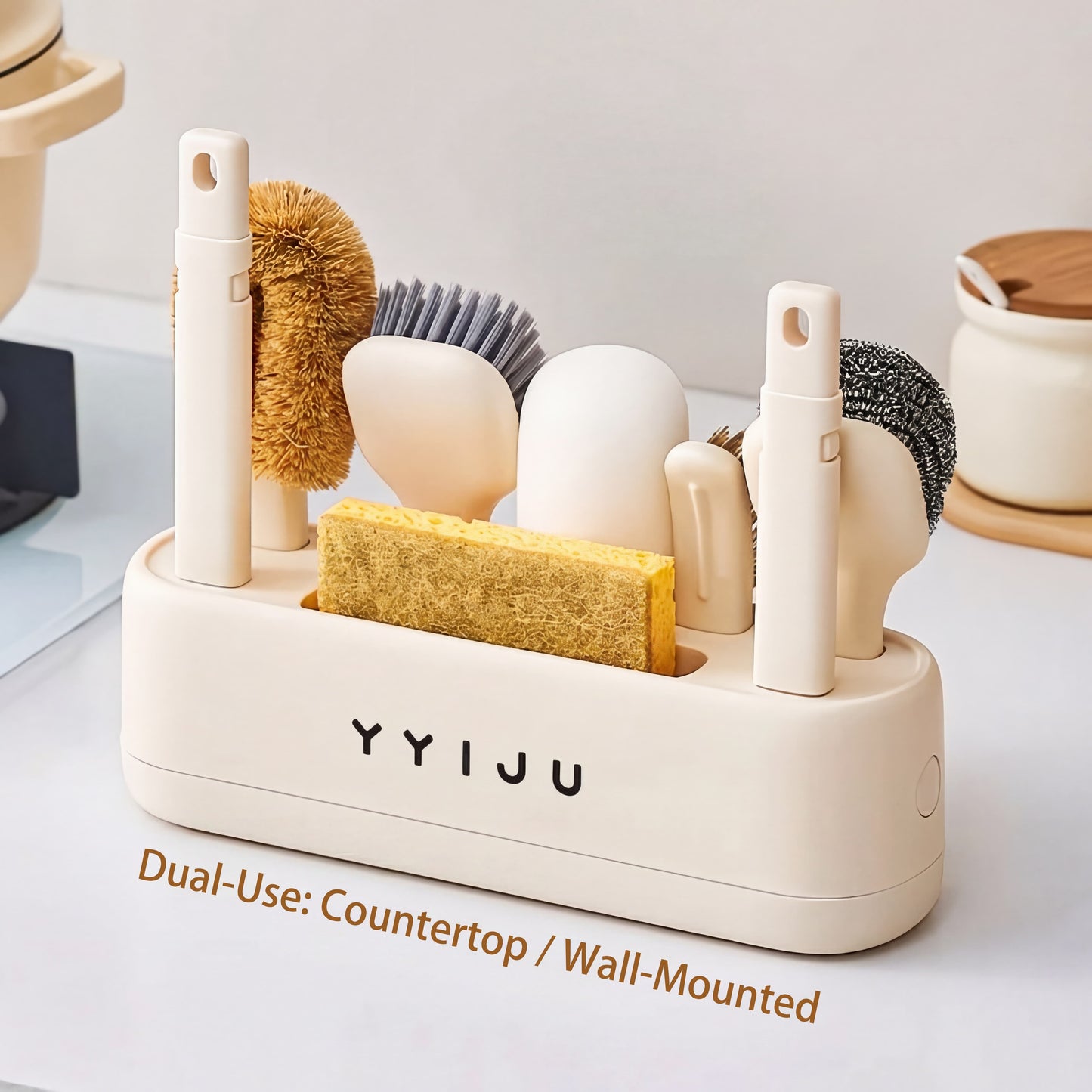 Multifunction Kitchen Cleaning Brush Set with Storage Holder