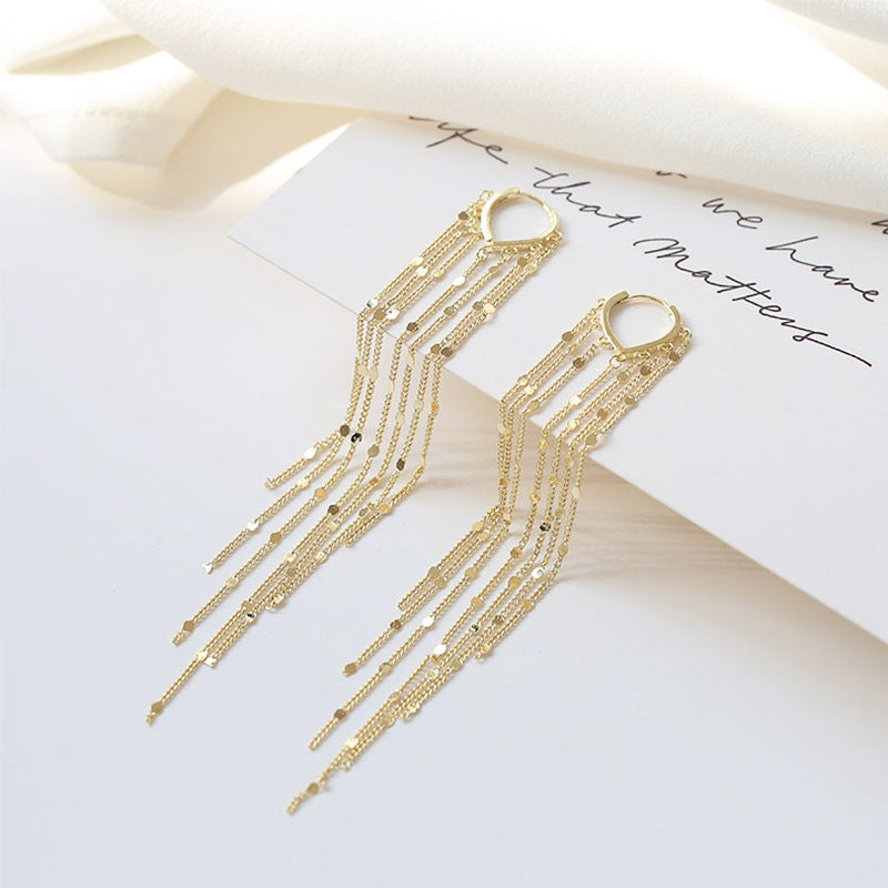 🔥Limited Time 40% Off✨14K Gold Plated Long Tassel Earrings for Women