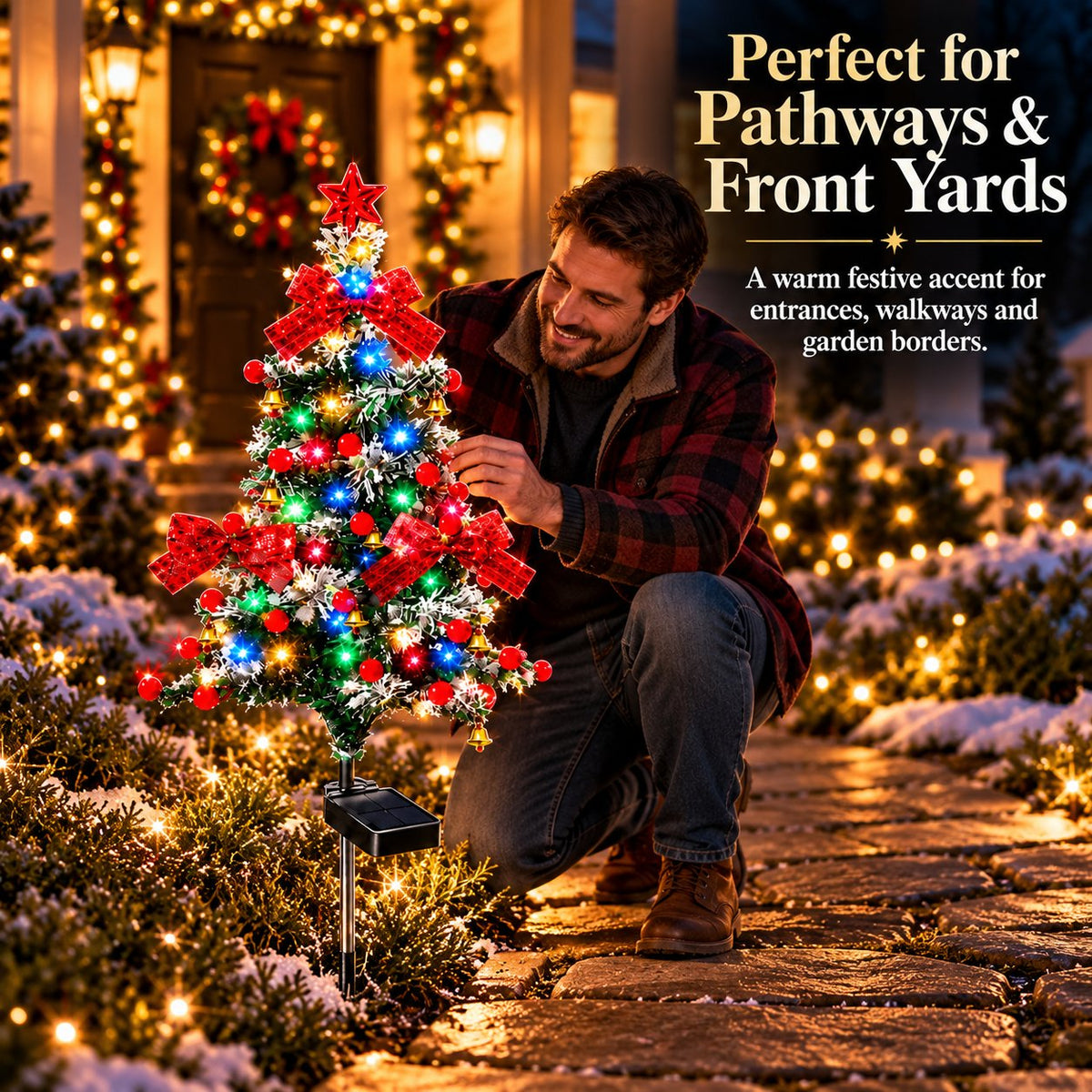 51% OFF 🔥 Solar Cedar Christmas Tree Lights | Festive Outdoor Holiday Decor