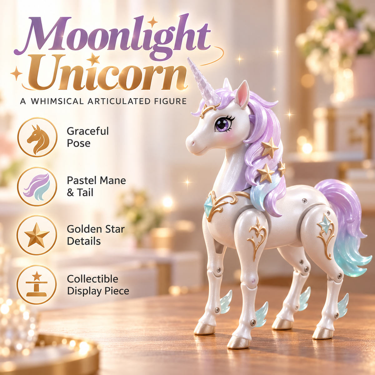 🦄 Moonlight Unicorn – 2-in-1 Foldable Fantasy Figure & Pocket Case