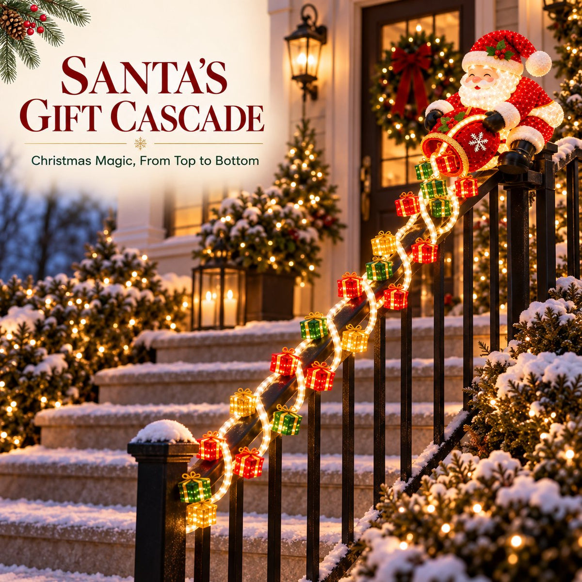 🔥Buy 2 Get 5% OFF🔥🎅 Santa Magic Gift Cascade Railing Light