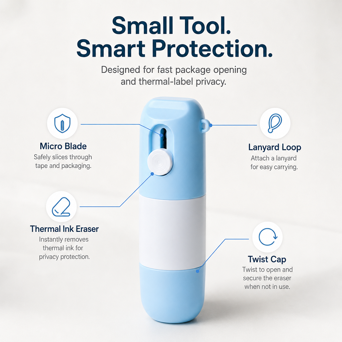 2-in-1 Box Cutter & Thermal Paper Eraser
