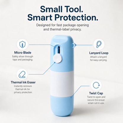 2-in-1 Box Cutter & Thermal Paper Eraser