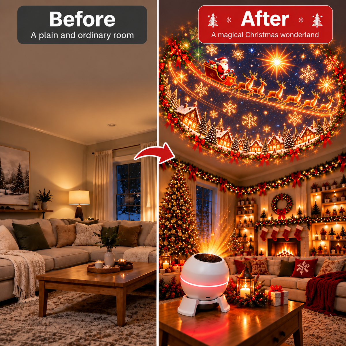 🎄❄️ Turn Any Room Into a Christmas Wonderland – Holiday Projection Night Light