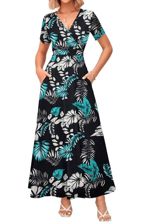 👗 V-Neck Maxi Dress — Elegant, Waist-Defining, Comfortable, and Casual Summer Long Dress