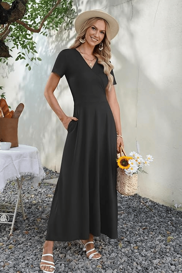 👗 V-Neck Maxi Dress — Elegant, Waist-Defining, Comfortable, and Casual Summer Long Dress