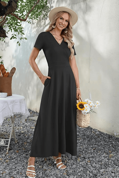 👗 V-Neck Maxi Dress — Elegant, Waist-Defining, Comfortable, and Casual Summer Long Dress
