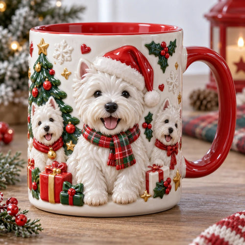 ☕ West Highland Terrier Christmas 3D Effect Printed Accent Mug