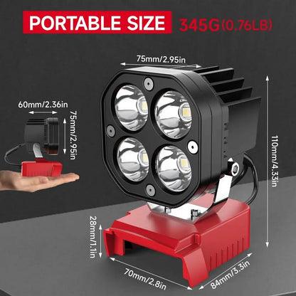 Dailyardtool® LED Work Light Compatible with Milwaukee 18V Battery/Dewalt 18V&20V Battery