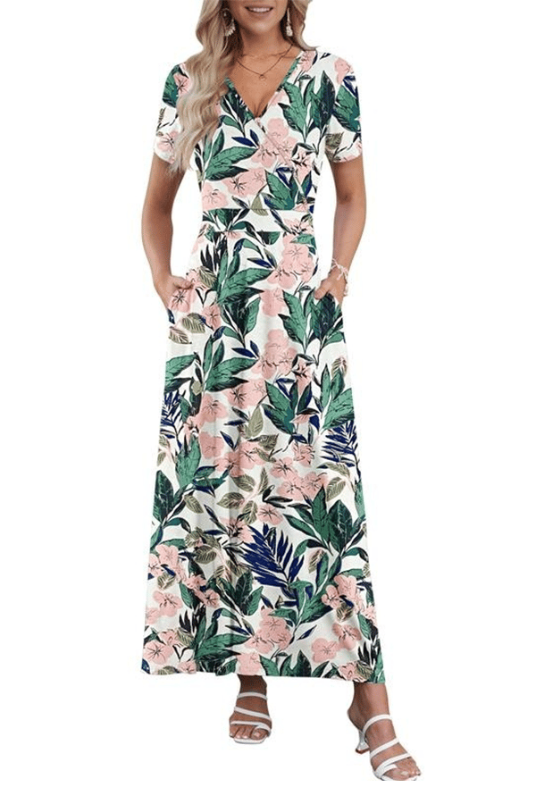 👗 V-Neck Maxi Dress — Elegant, Waist-Defining, Comfortable, and Casual Summer Long Dress