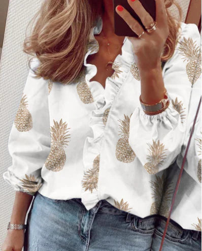 Women's Ruffled Lantern Sleeve Shirt