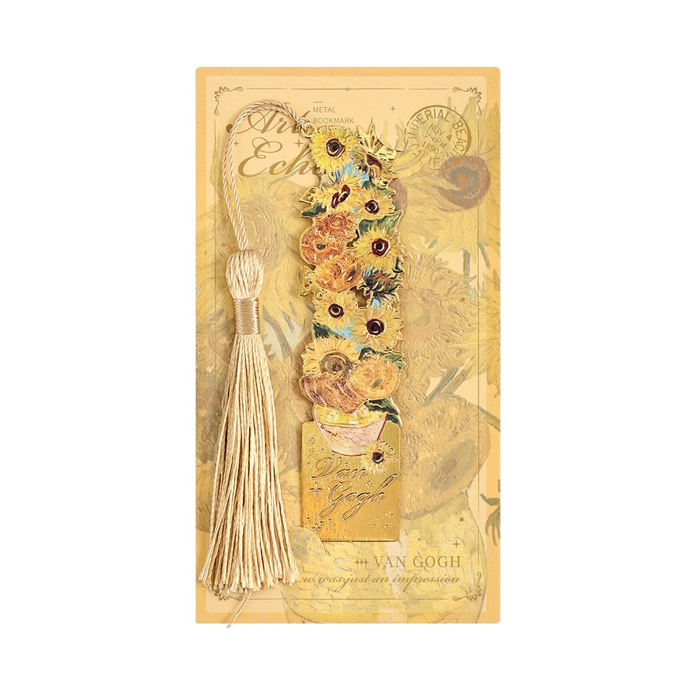 📚✨ 8-Piece Gold Metal Bookmark Set with Tassel – Van Gogh & Monet Inspired Gift for Book Lovers 🎨