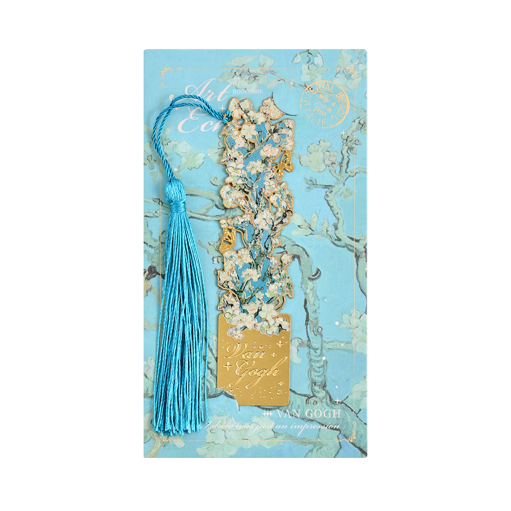 📚✨ 8-Piece Gold Metal Bookmark Set with Tassel – Van Gogh & Monet Inspired Gift for Book Lovers 🎨