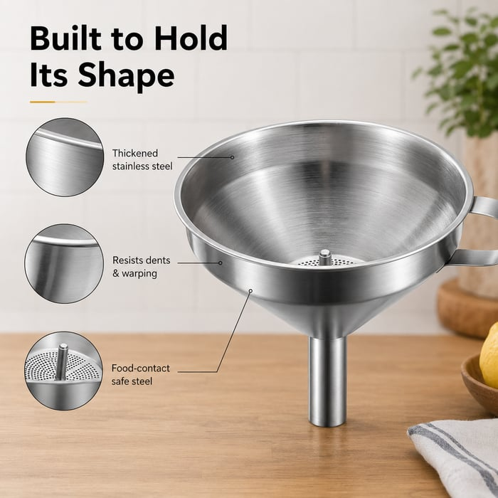 🍳Heavy-Duty Stainless Steel Kitchen Funnel (Strainer Included)