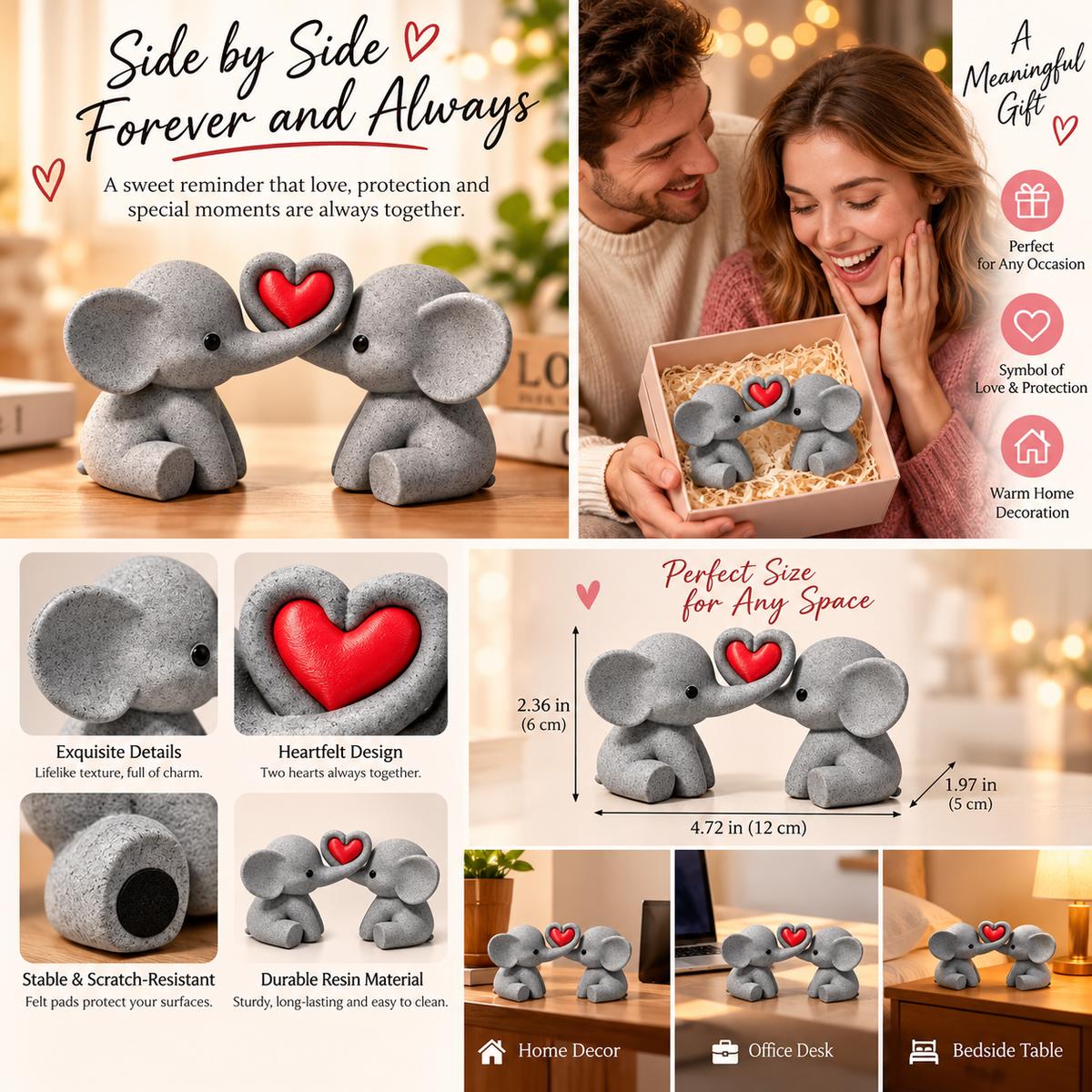 🐘 Elephant Couple Heart Decor – A Sweet Symbol Of Love & Togetherness