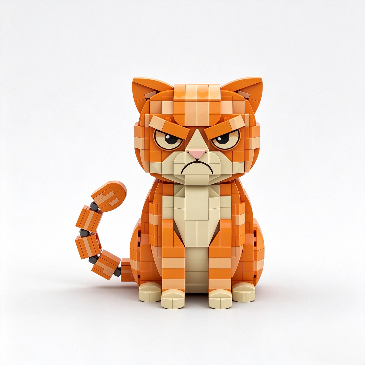 Angry Orange Cat Building Block Set