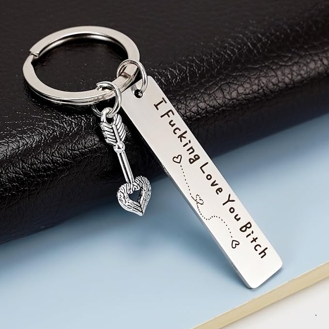 💕 Best Friend Stainless Steel Keychain " I Fxxking Love You Bxxch "