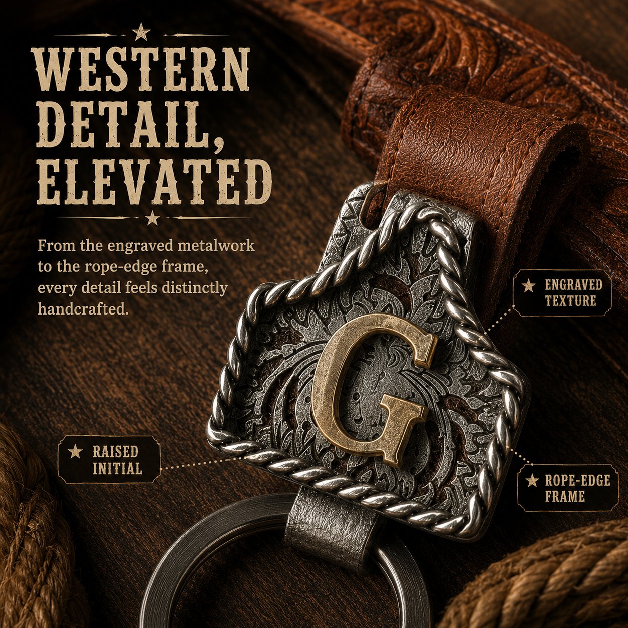 Handmade Cow Tag Belt Key Holder