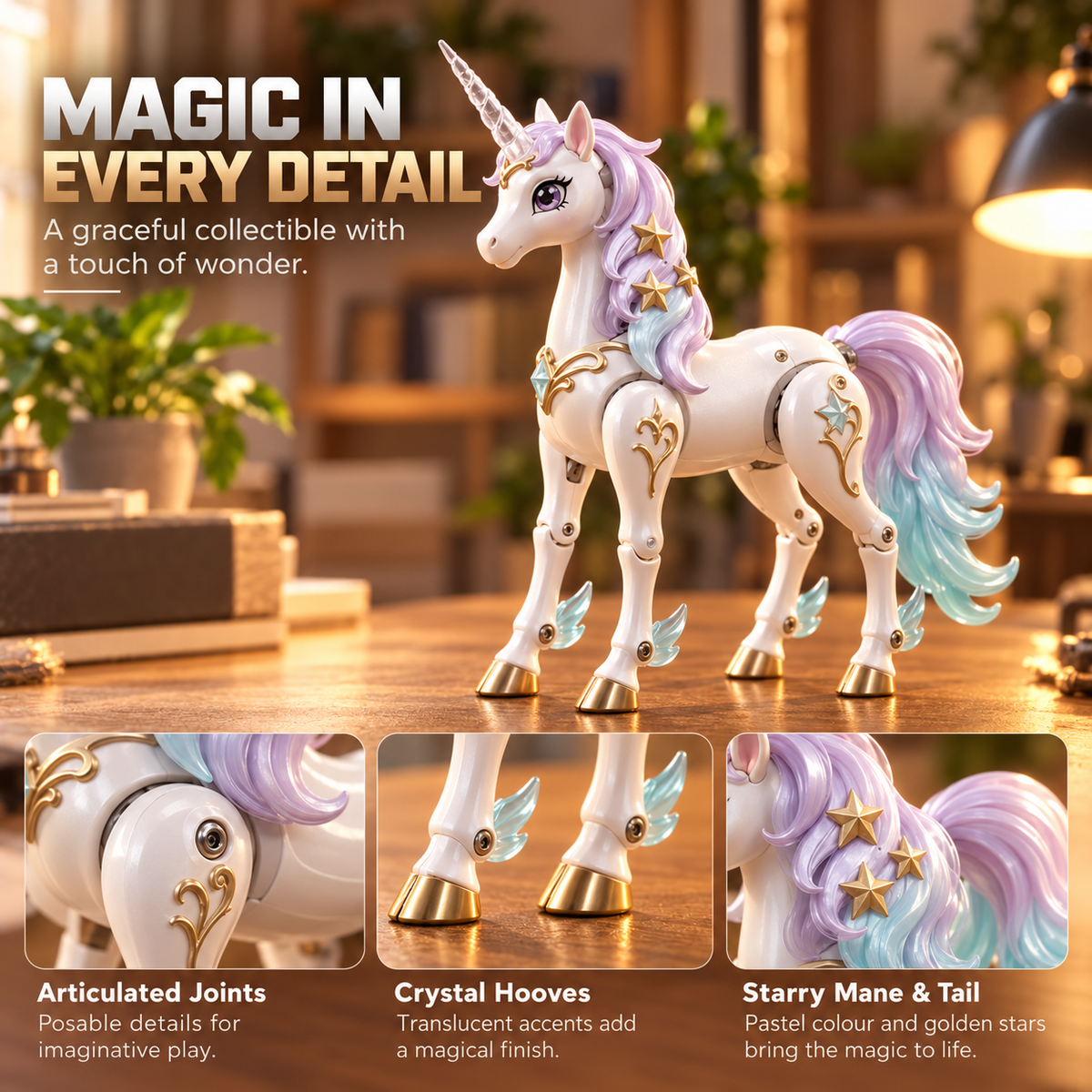 🦄 Moonlight Unicorn – 2-in-1 Foldable Fantasy Figure & Pocket Case