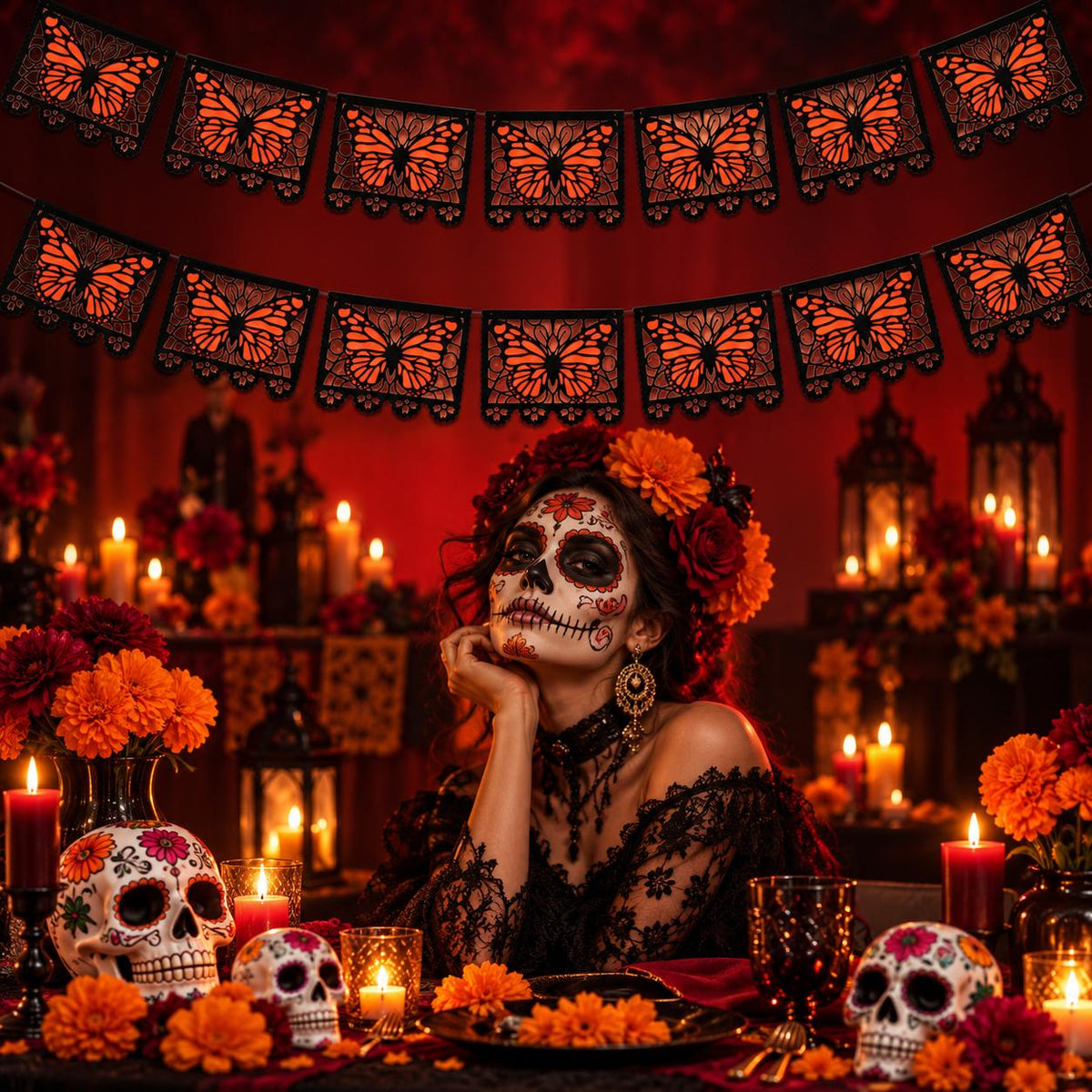 🔥LAST DAY 40% OFF-🦋 Monarchs Return Home™ Day of the Dead Butterfly Memorial Banner